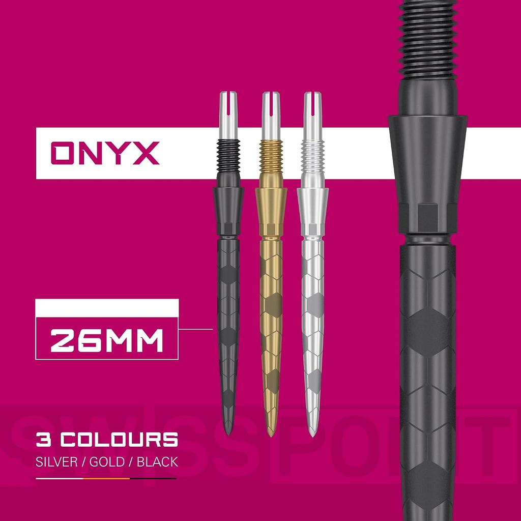 Мишень Дротики Swiss Storm Onyx Наконечники для дротиков 3 шт. 26 мм 30 мм 35 мм Черный Золотой Sil