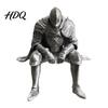 Фигурка средневекового рыцаря 3D-печать Отдыхающая фигурка Сидящий на краю Темное фэнтези Ретро Серебряный Декор для дома Статуя Воин в доспехах Сидящий на полке