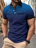 Мужская спортивная рубашка-поло для гольфа, повседневные спортивные топы, воротник-поло с коротким рукавом, модная базовая летняя рубашка-поло в стиле пэчворк, стандартный крой, спортивная рубашка-поло