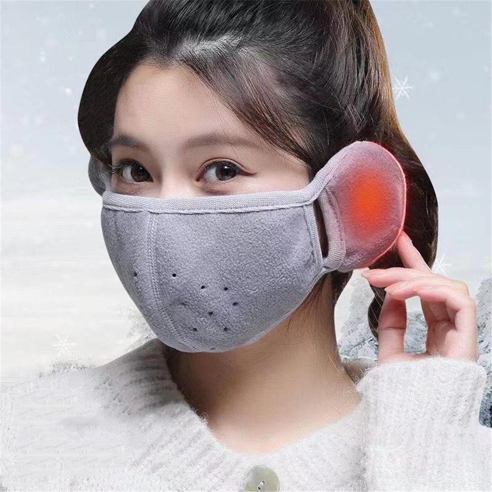 Women Female Breathable Windproof Cold-proof Earmuffs Fleece Mouth Cover Warm Masks Ear Warmer