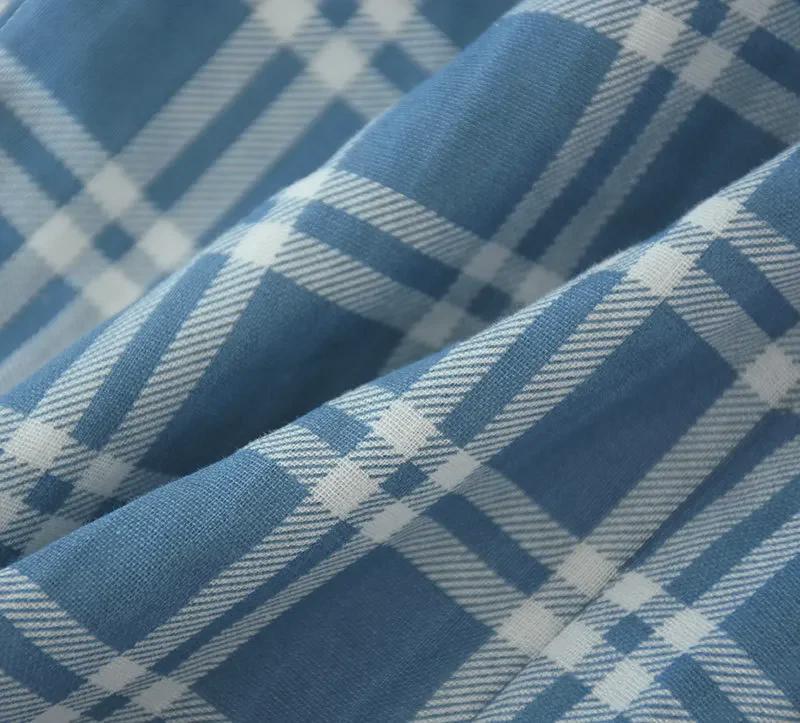 Мужские клетчатые пижамные штаны из хлопчатобумажной марли — легкие, свободного кроя, удобные для дома и использования кондиционера летом и осенью.