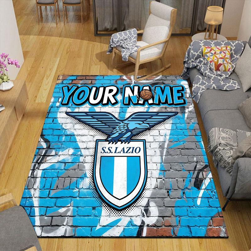 Custom Name,SS Lazio Home Sofa Decoration for Living Room & Bedroom, Non‑Slip Play Flannel Floor Mat for Game Room