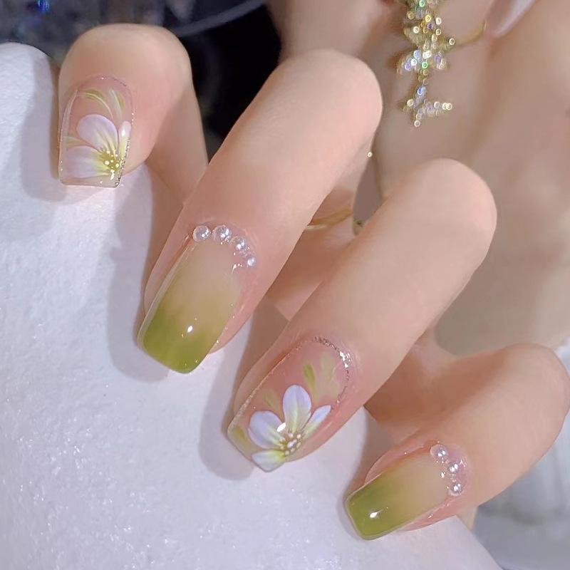 24Pcs Red Long Ballerina Fake Nails With Butterfly Camellia Design Wearable Press On Nail Tips For Manicure Art