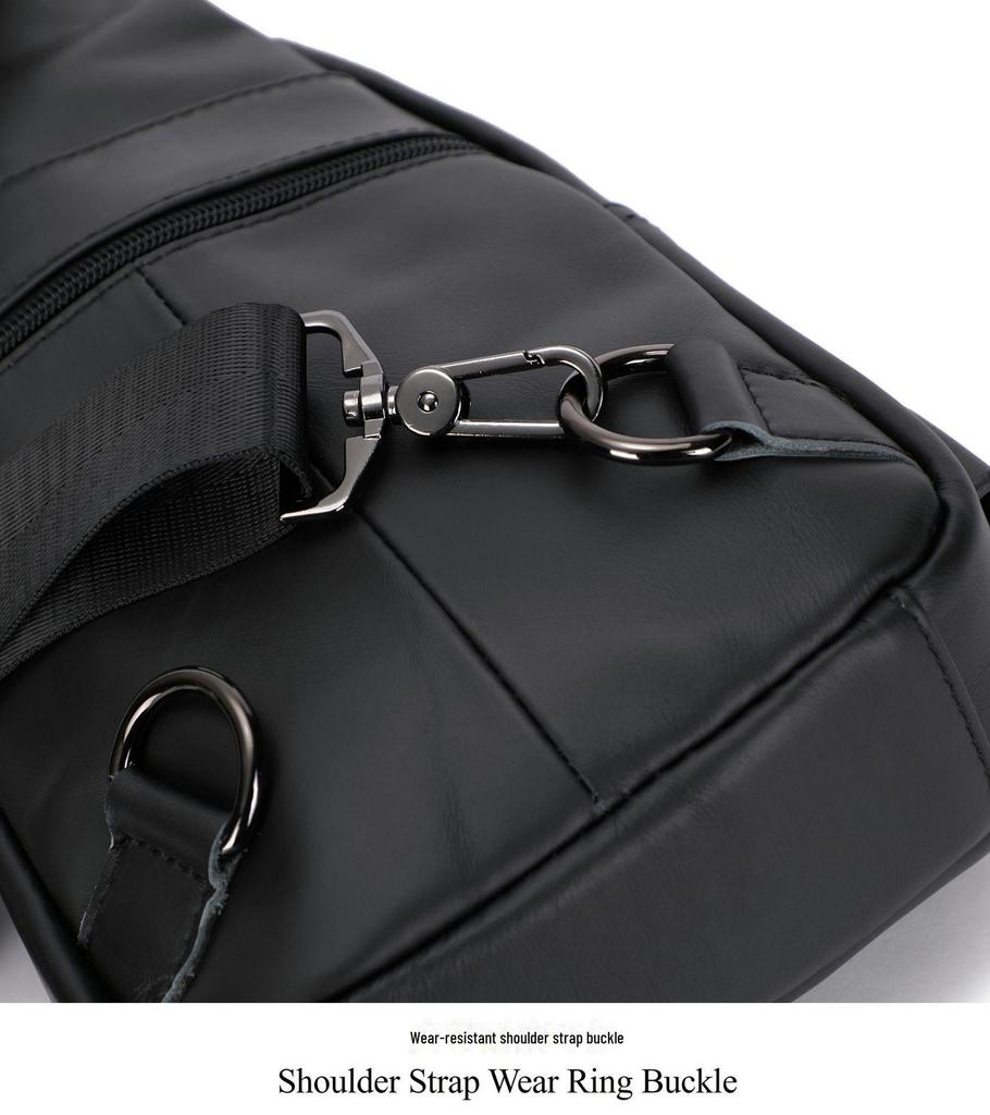 Genuine Leather Men's USB Charging Chest Bag - Business Casual Single Shoulder Messenger Bag