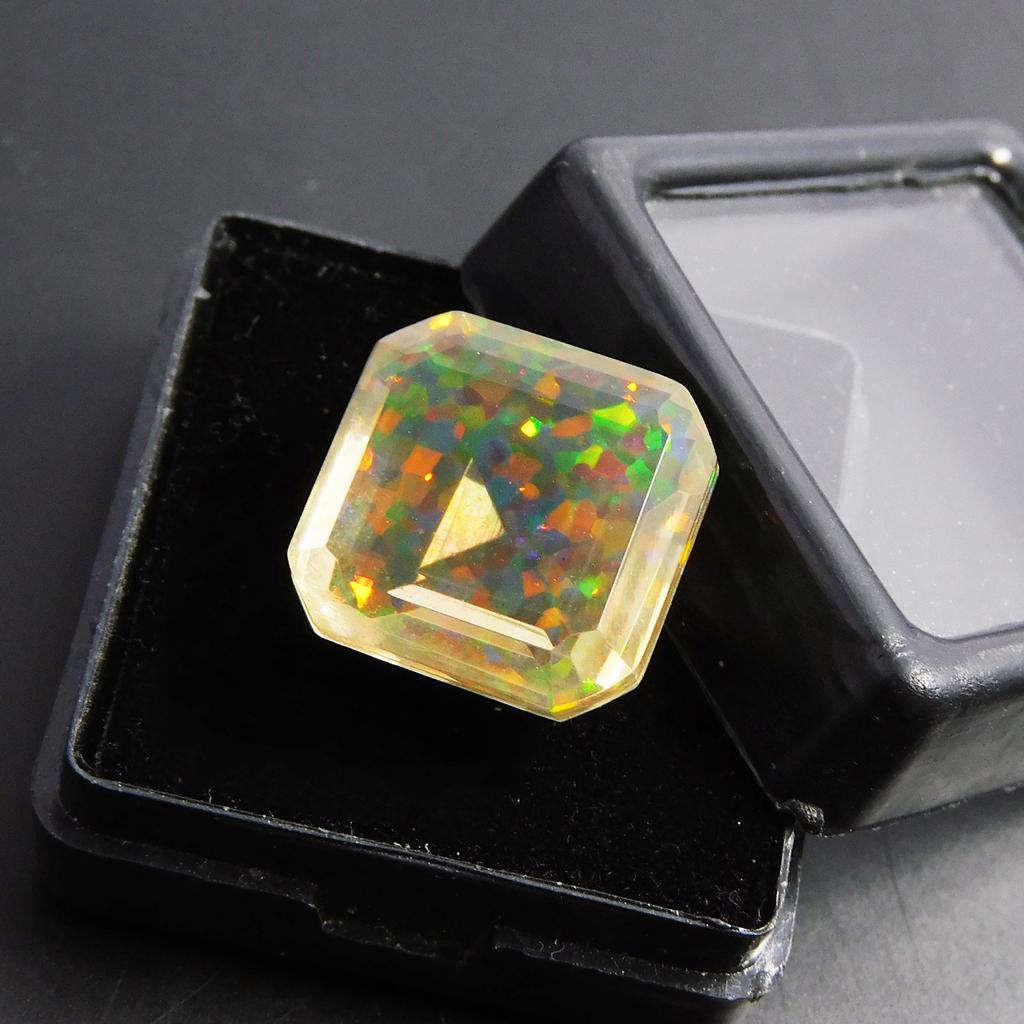 Lab Created Opal 12.30 Ct Square Certified Excellent Loose Gemstone