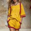 2026 Amazon European and American cross-border spring and summer women's suit off-the-shoulder top + shorts sports and leisure two-piece set