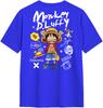 Summer 2026 One Piece Munchie D Luffy Handpainted Graffiti Style Trend Theme 100 Cotton Print Tshirt Adult Parent Top