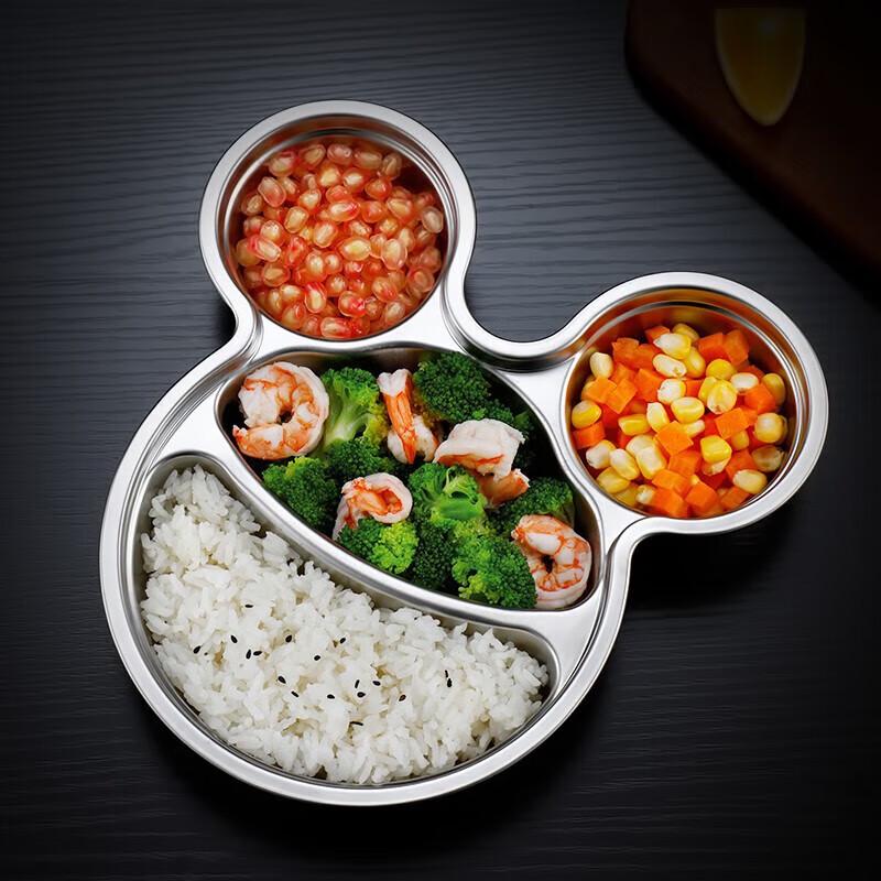 Mickey Mouse 304 Stainless Steel 4-Compartment Kids Lunch Plate