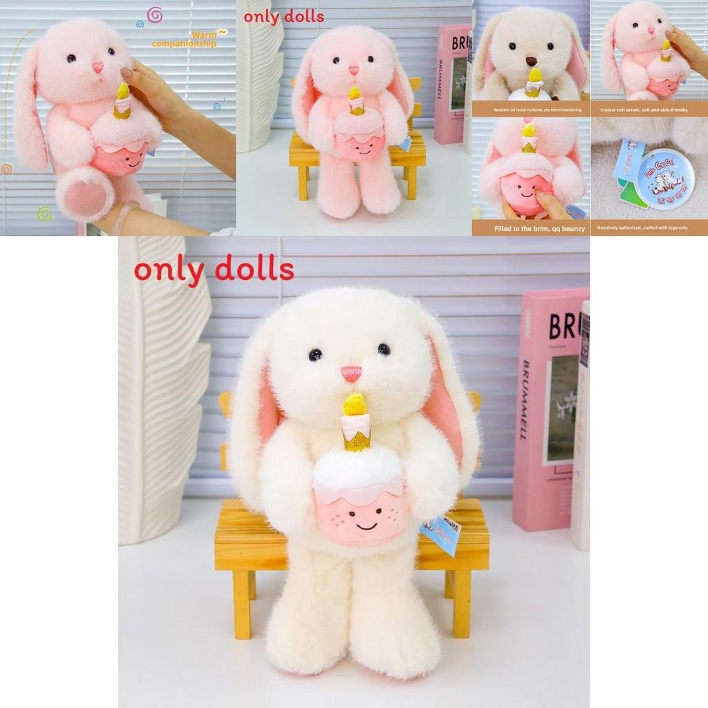 Adorable Rabbit Stuffed Animal With Holding A Cake Design For Kids Play And Snuggling