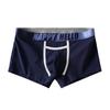 Men Boxer Underwear with Ball Support Letter Print Elastic Mid-rise Separated Pouch