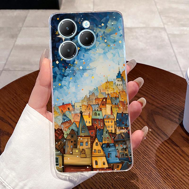 Чехол для Infinix Hot 40 Pro X6837 Эстетичный Милый Кот Чехол Мягкий ТПУ Бампер Infinix Hot40Pro 40i Прозрачная Силиконовая Задняя Крышка