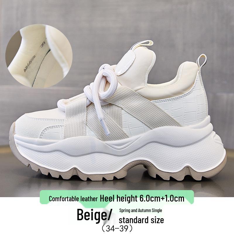Женские кроссовки Dad Sneakers осень 2024 года: Повседневная обувь на платформе, толстой подошве, универсальная, увеличивающая рост