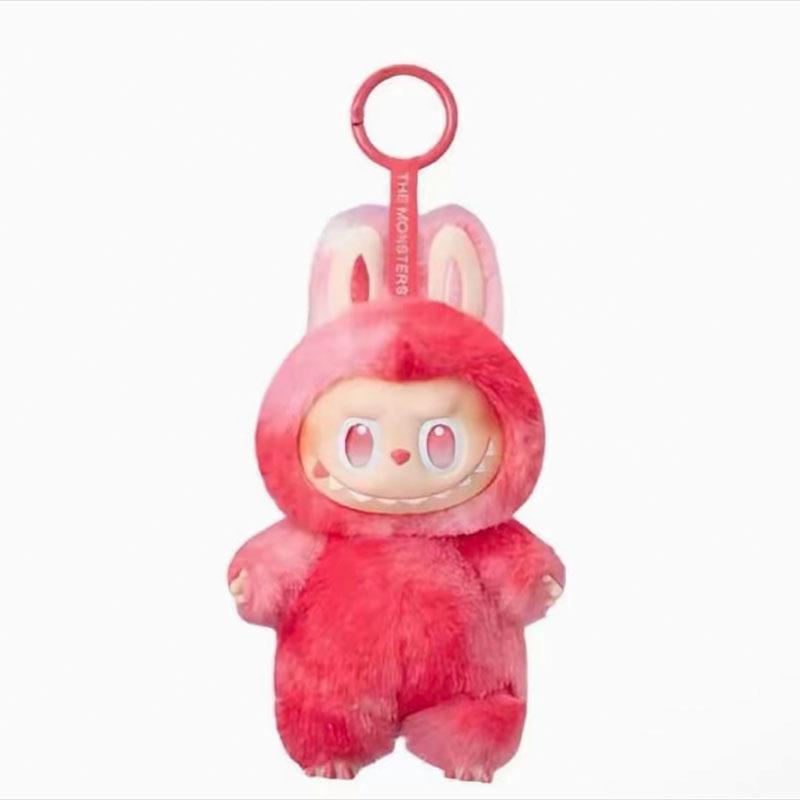 The third-generation rubber-lined labubu plush toy figurine, macaron Labubu doll pendant, small doll