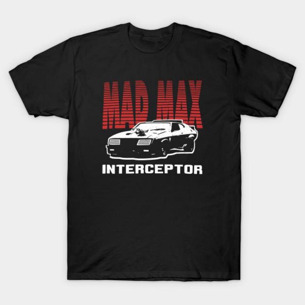 Мужская черная футболка с принтом Супербольшая футболка Mad Max Interceptor V1 Печать на трансферной бумаге без вырезания Хлопковая футболка