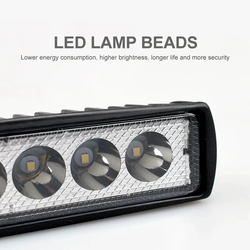 6inch 18w 6 LED 12V/24V Car Work Light Waterproof Offroad SUV Truck Headlight Driving Warning Lamp 6000K Aluminum Alloy