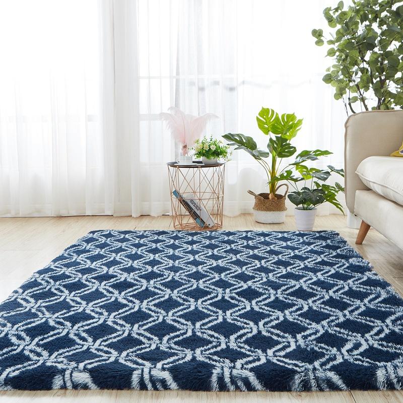 Лохматый ковер для гостиной, дивана, окрашенные плюшевые коврики для спальни, мягкий удобный прикроватный декор, нескользящий детский пол в общежитии