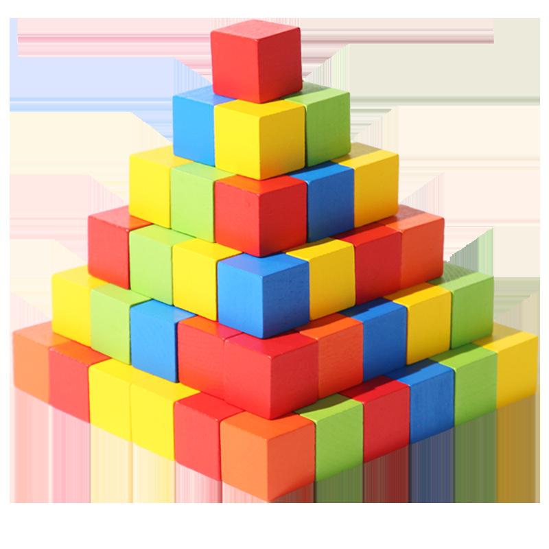 Colorful Wooden Cube Blocks for Elementary Math and Logic Skills Development