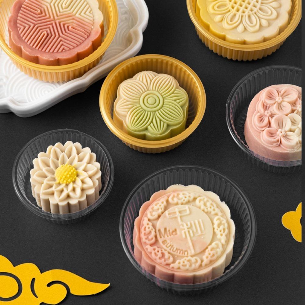 100pcs Round Mooncake Inner Tray Plastic Moon Cake Holder Mid-Autumn Festival