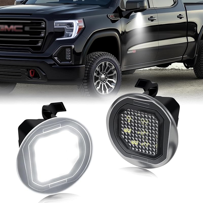 D-Lumina LED Mirror Puddle Lights Compatible With Chevy Silverado GMC Sierra 1500 Tahoe Suburban Avalanche 1500 2500 Cadillac Escalade ESV EXT Yukon
