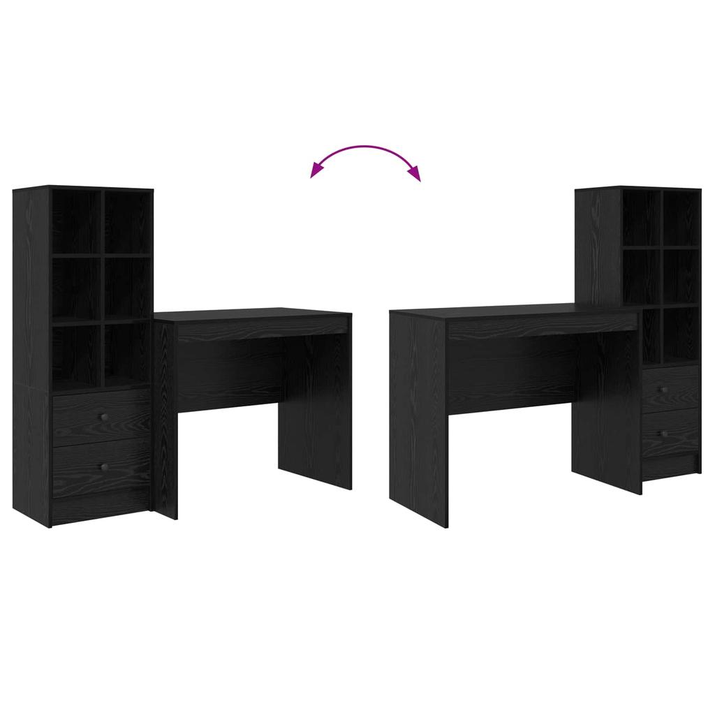 Desk with Drawers 2 pcs Black Oak Effect