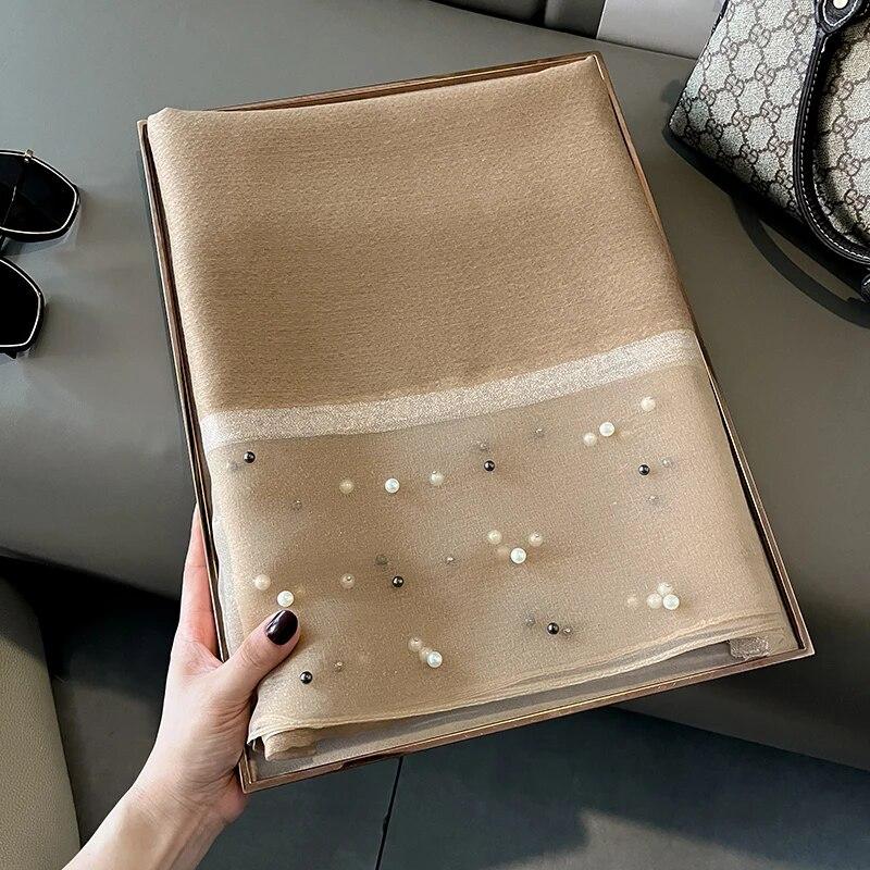 Women Fashion Scarf Plain Solid Silk Linen Shawls Scarves Four Seasons Lady Silk Scarf