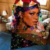 Музыкальная R-Rihanna Плед с принтом, Фланелевый, Уютный, Портативный, Прочный, Машинная стирка, Милый, Крутой