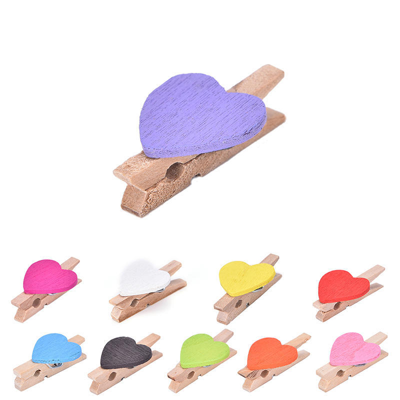 20 шт мини милые сердечки деревянные колышки фото зажимы для комнаты свадебный декор ремесла