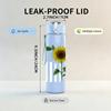 1PC Sunflower Single Stem Floral Print 750ml Color Plastic Sports Water Bottle Leakproof Flip Straw Lid Suitable for Sports Office Home Use