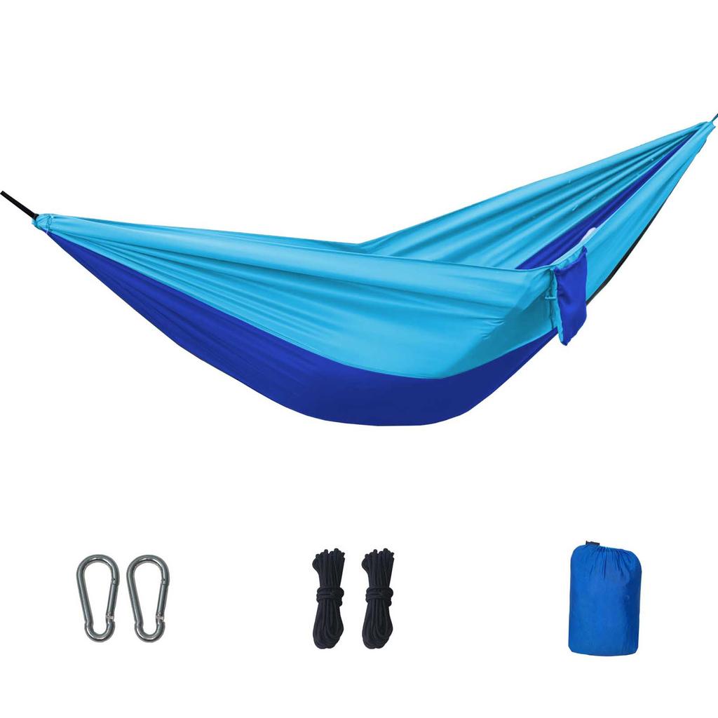 270x140cm Outdoor Camping Hammock with Breathable Mesh Fabric Lightweight Portable Swing Anti-Tip Design Includes Carabiners and Ropes