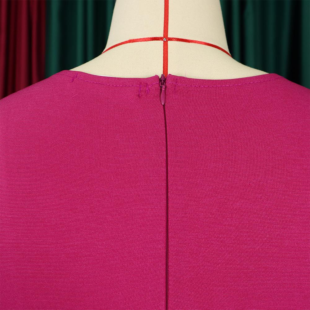 JKASHDK Women's Fashion Autumn Winter Solid Color Print Long Sleeve O-Neck High Waist Casual Dresses