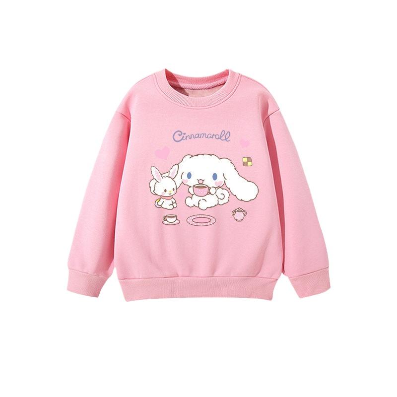 2025 MINISO Детская одежда Милые толстовки с капюшоном Cinnamoroll с рисунком из мультфильмов, аниме, для мальчиков и девочек, пуловер с круглым вырезом на весну и осень