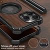For iPhone 15 Pro Max Magnetic Case Wood Covered Metal Boardless Phone Back Cover with Kickstand