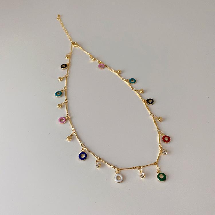 Многослойное циркониевое ожерелье и молочно-бело-голубые серьги Love: Элегантный и шикарный комплект цепочек на ключицу