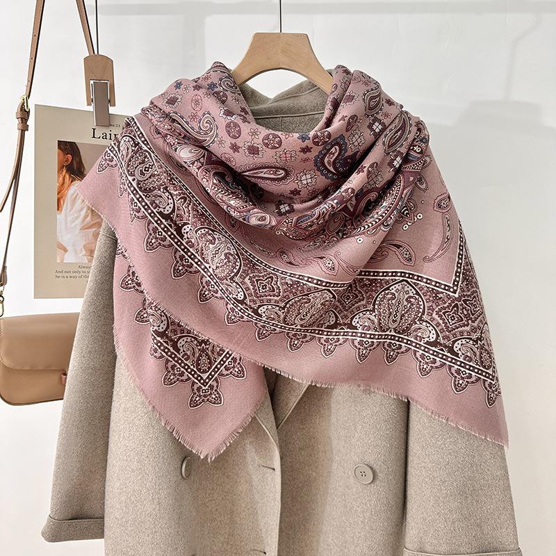 Mother's Day Design Sense Fashion Gift Personalized Cashew Flower Print Outer Shawl Retro Elegant Temperament Scarf