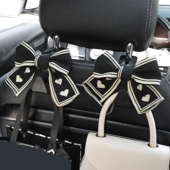 1/2Pcs Car Headrest Hooks Purse Bag Hangers Universal Easy Installation Cute Bow Design Storage Hooks Auto Interior Decor
