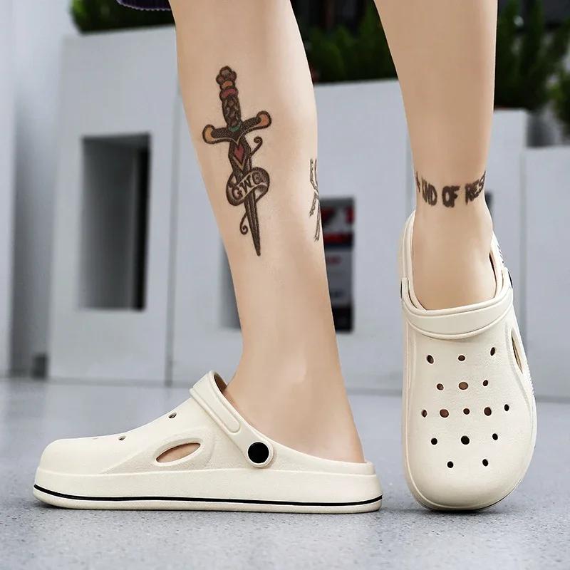 Тапочки мужские базовые модные новые уличные туфли на платформе для мужчин повседневная обувь нескользящая подошва комфортные садовые водонепроницаемые сандалии