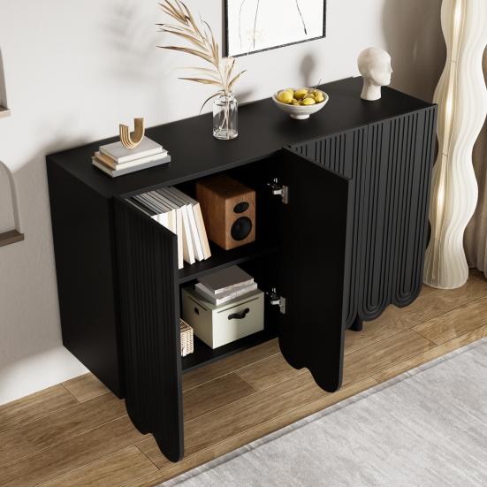 Cabinet Storage Spacious Countertop Stable Structure Minimalist Style Strong Load-bearing with Shelf Heavy Duty Freestanding Sideboard Hutch