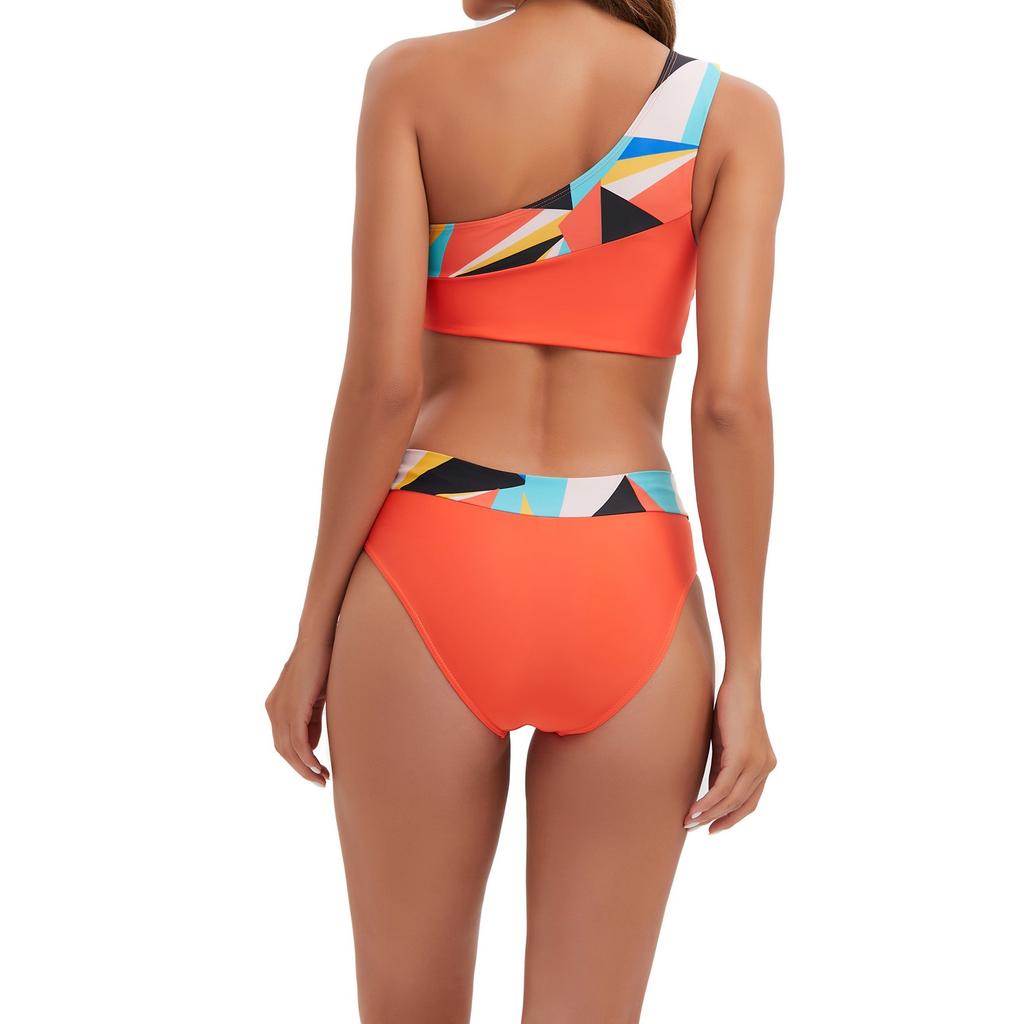 Women's Sexy Split Swimsuit One Shoulder Bikini Print Small Fresh Swimsuit