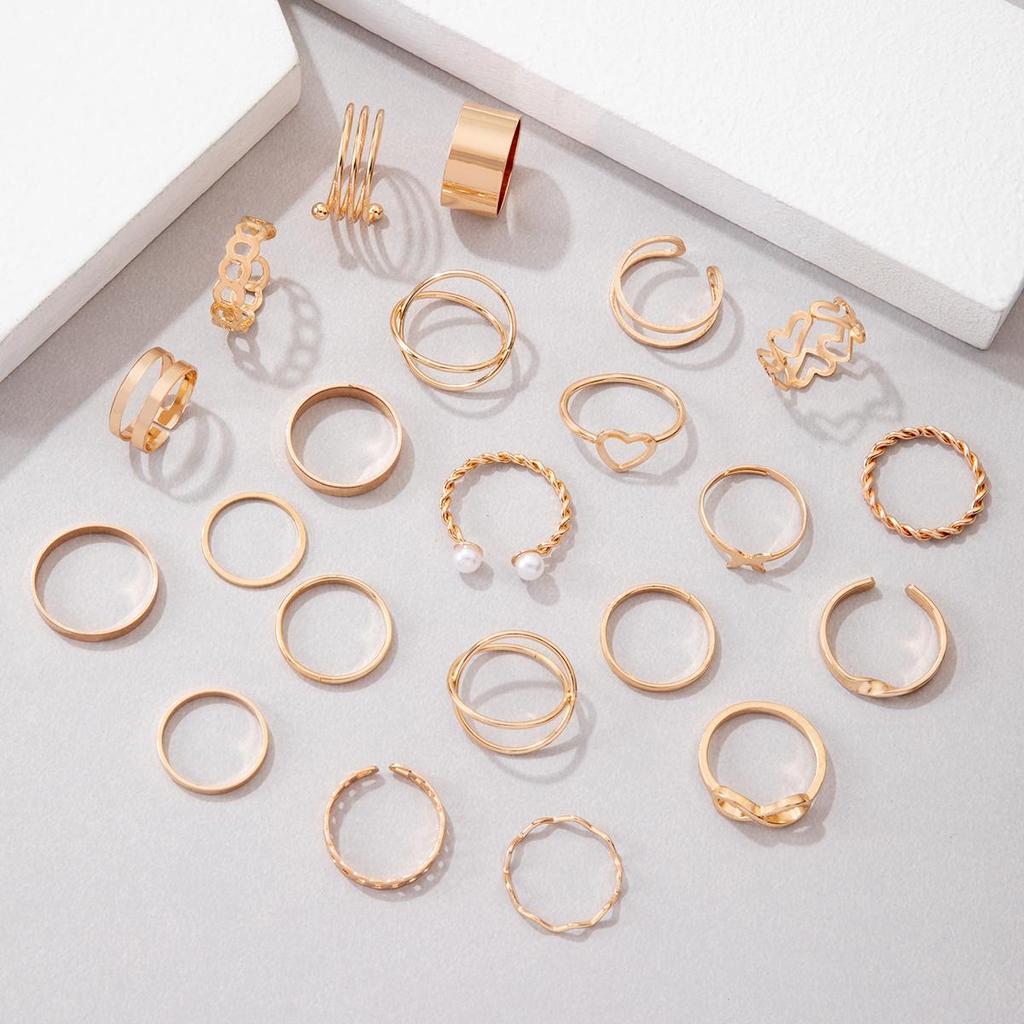 Изысканное кольцо с имитацией жемчуга, Универсальное кольцо для девичников, Простое кольцо с резьбой, Регулируемый темперамент, Женский набор колец