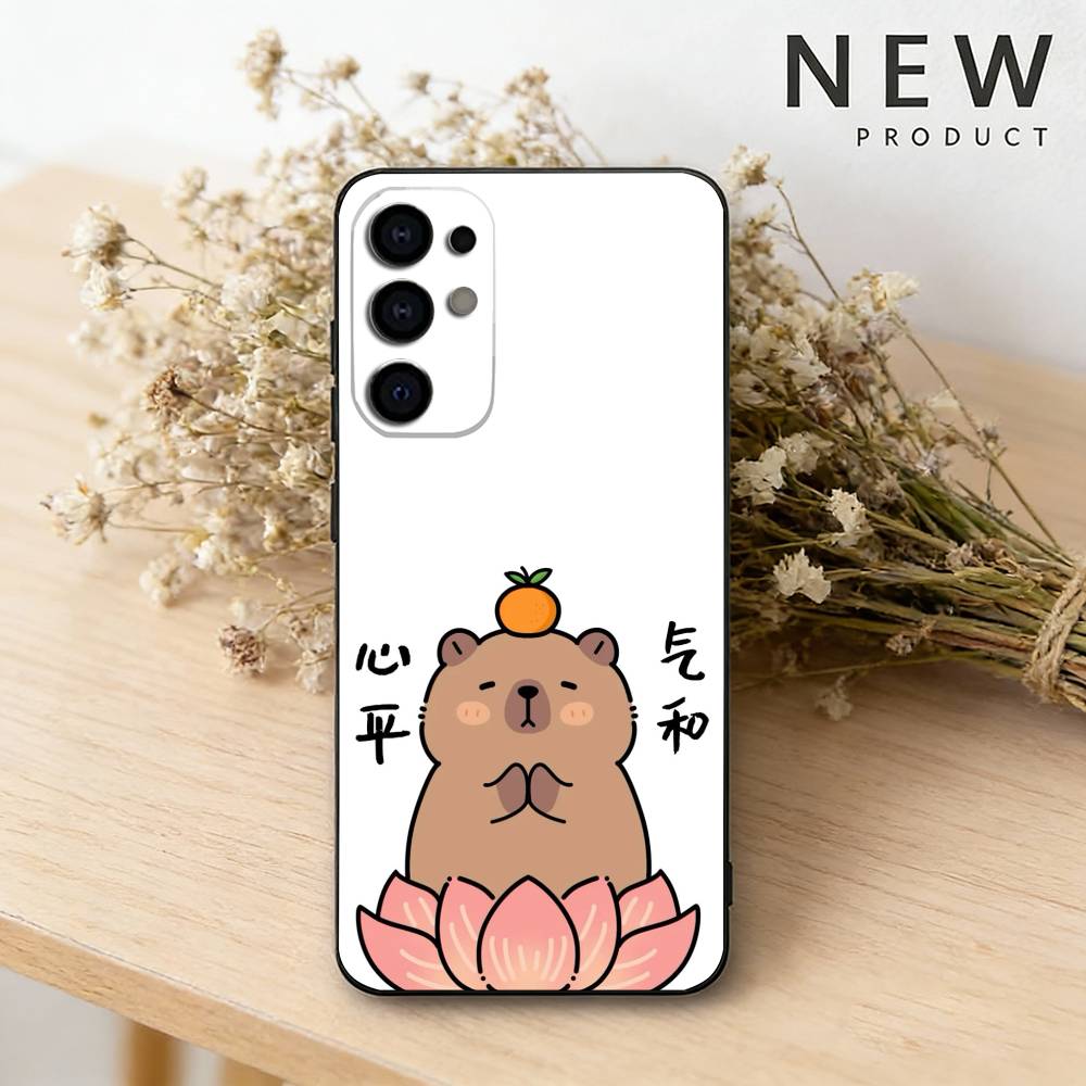 Cute C-Capybara Phone Case For Samsung S26,25,24,23,22,30,21,10,9,Ultra,Plus,Lite Black Soft Case