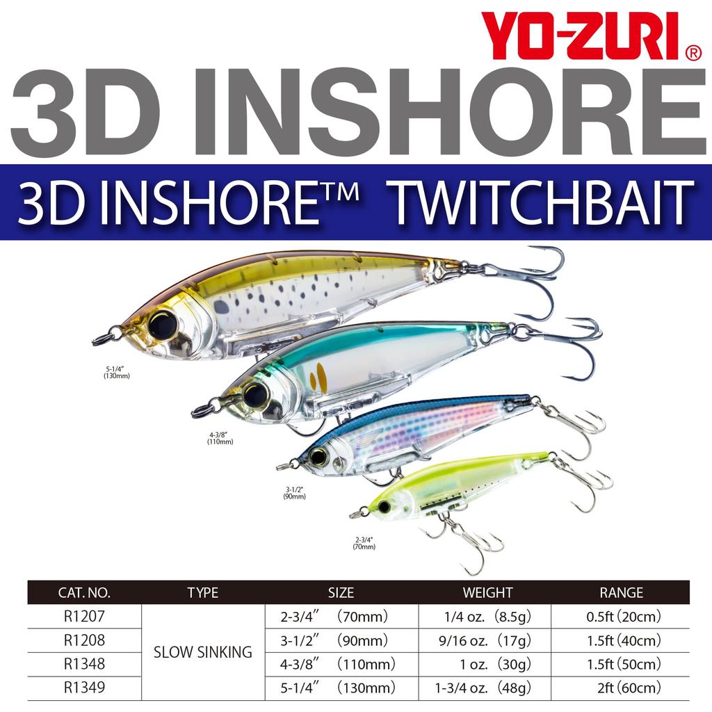 Saltwater Lure 3D Inshore Twitch Bait 70mm Pink Silver Chart YO-ZURI (SS) Color