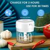 Electric Mini Garlic Chopper Portable Food Processor Vegetable Chopper Onion Mincer Cordless Meat Grinder with USB Charging for Vegetable Pepper Onio