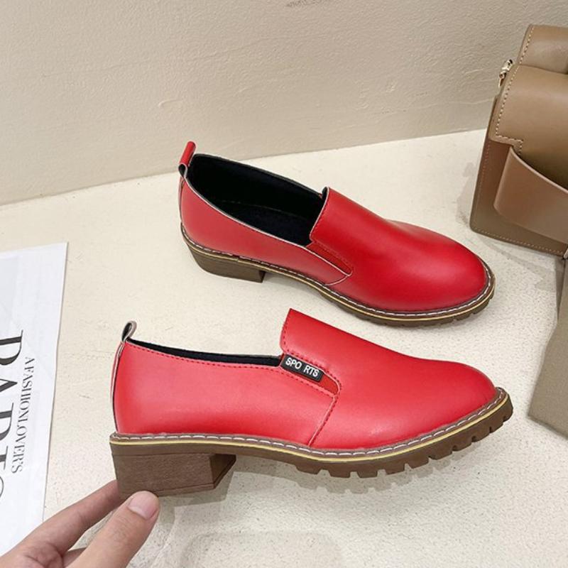 Мягкие кожаные лоферы с низкой посадкой, повседневные туфли со средним каблуком - Женская обувь