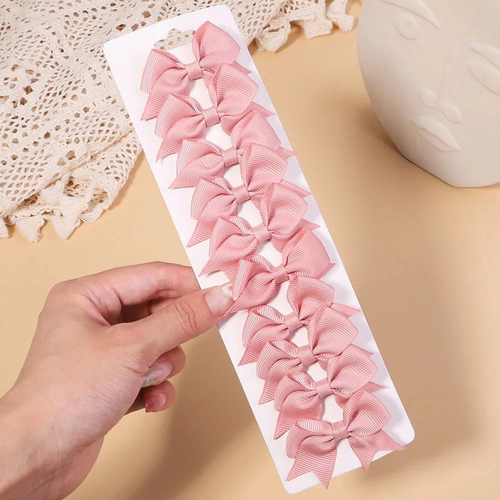 10 шт./набор однотонных репсовых лент, заколки для волос для детей, банты, заколки для волос, бутик, ручная работа, головные уборы, аксессуары для волос для девочек и младенцев