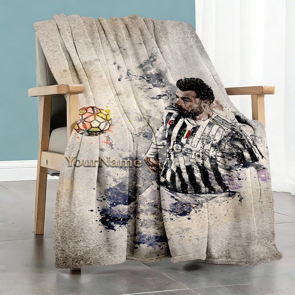 Juventus Personalized Text Blanket Multi-purpose Personalized Blanket Durable Comfort Suitable for Bed Couch Picnics Bedding Four Seasons Universal