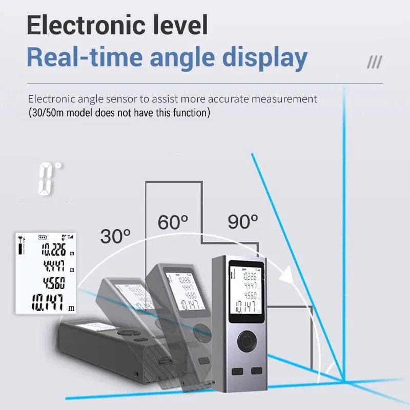 Мини-лазерный дальномер, цифровая рулетка, лазерная линейка, зарядка через USB, алюминиевый сплав, фюзеляж, измерение расстояния: 30/50/60м