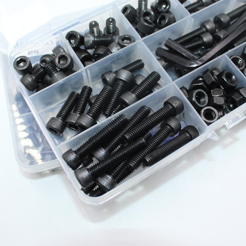 Hex Socket Head Cap Screws Nut M2 M3 M4 M5 M6 Grade 12.9 Machine Screw Alloy Steel Black Bolt Nut Hexagon Socket Bolt Nut Kit