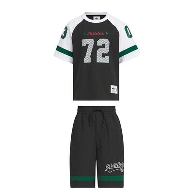 Оригинальный повседневный спортивный костюм Удобный Мягкий Модный Свободный С коротким рукавом Шорты Детский костюм Черный Темно-зеленый KC1515