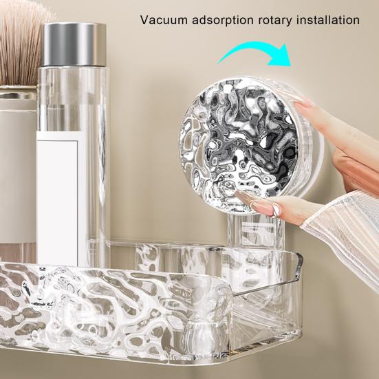 Bathroom Storage Rack with Hooks Transparent Wall-mounted Punch-free Self-adhesive Great Load Bearing Anti-slip Cosmetic Toothpaste