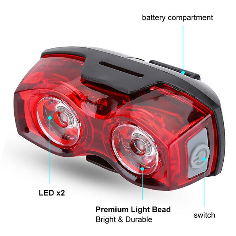2-светодиодный яркий велосипедный безопасный задний фонарь с мигающим задним фонарем